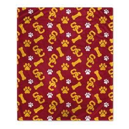 Pegasus - USC Trojans 40" x 50" Lightweight Bones Flannel Fleece Pet Blanket - Maroon