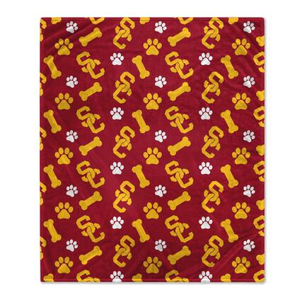 Front. Pegasus - USC Trojans 40" x 50" Lightweight Bones Flannel Fleece Pet Blanket - Maroon.