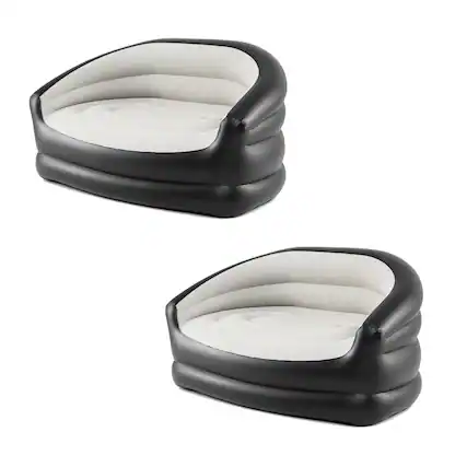 Front. Costway - Costway 2 PCS 2-Seater Inflatable Couch with Flocked Surface & Repair Patches for Camping - Gray + Black.