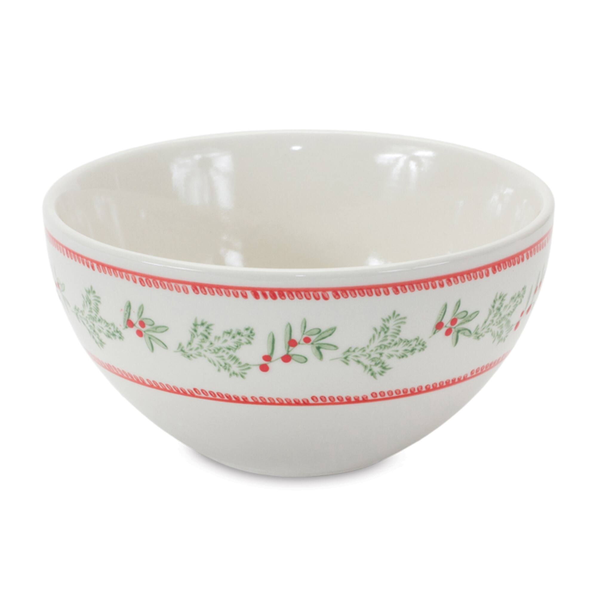 Left. BreeBe - Stoneware Mistletoe Bowl (Set of 3) - White.