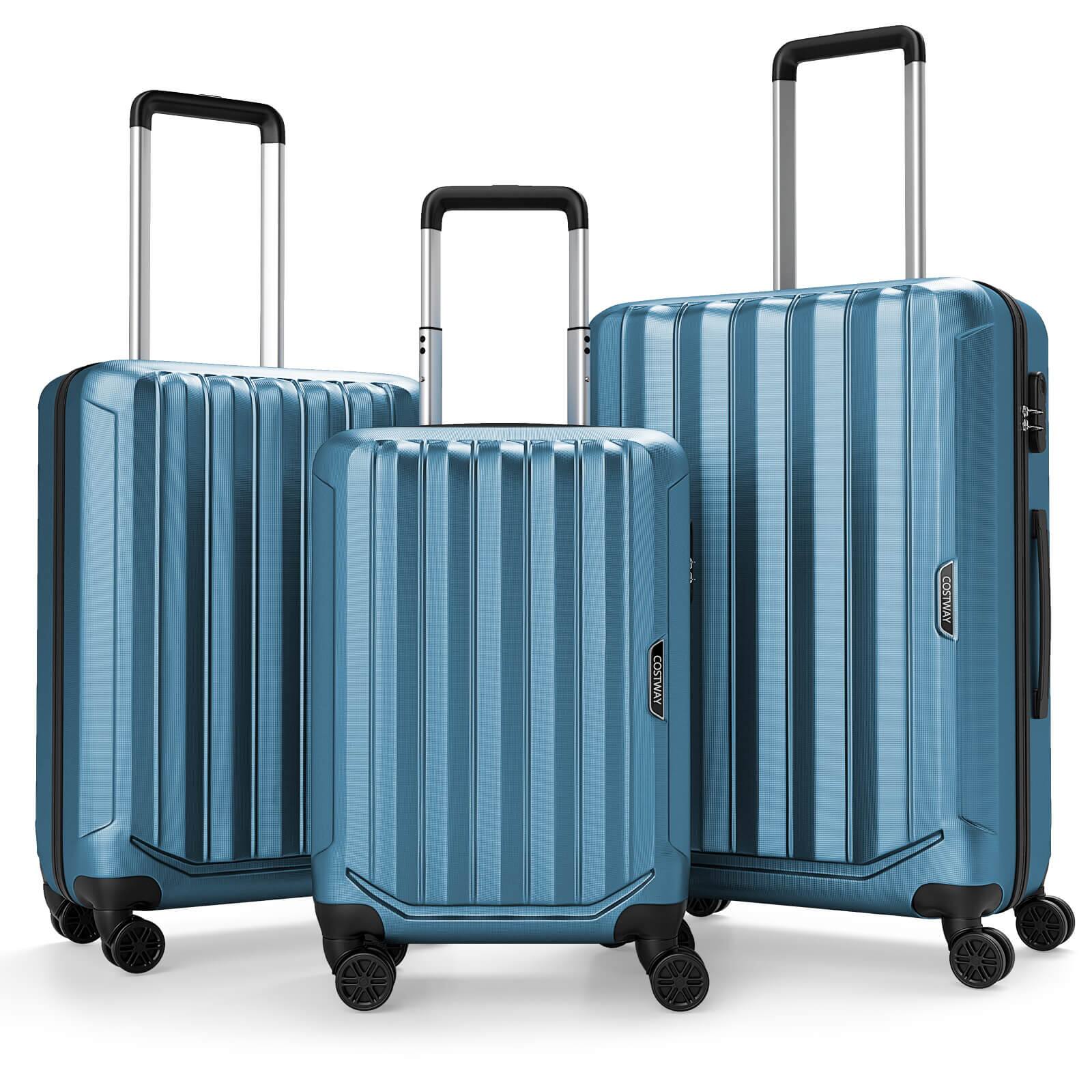 Costway 3 PCS Hardside Luggage Set (20/24/28 Inch) with 8 Spinner