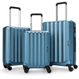 Costway - 3 PCS Hardside Luggage Set (20/24/28 Inch) with 8-Spinner Wheels, 3-Digital Lock - Blue
