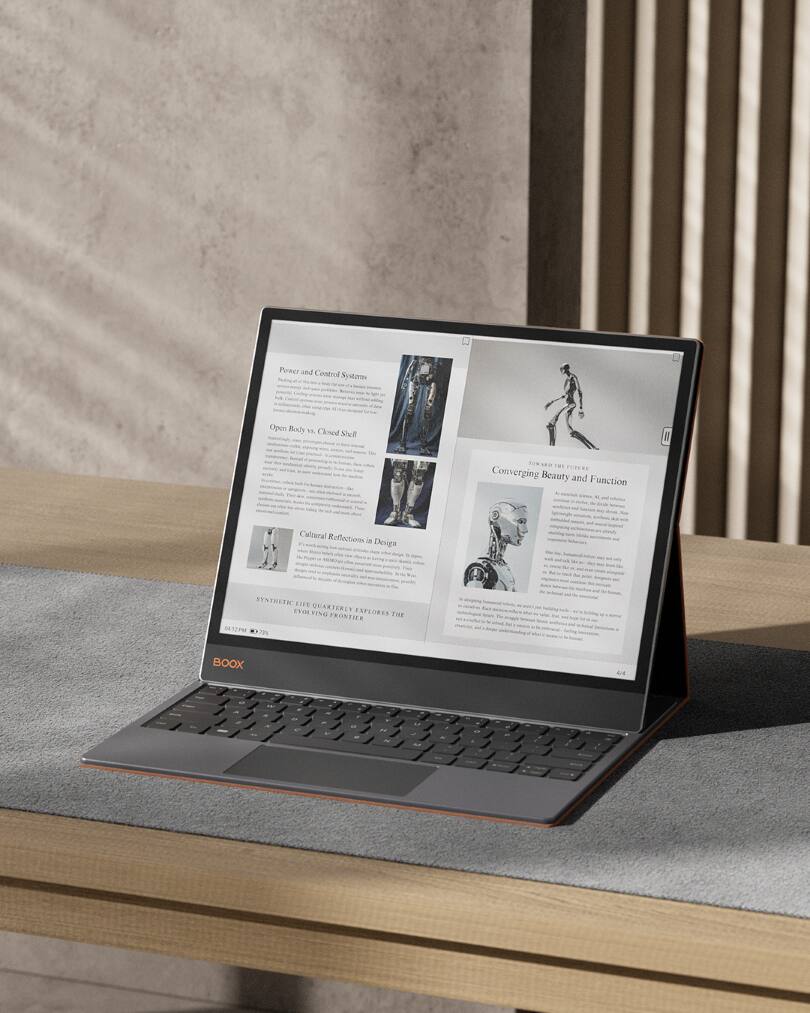 Sure, here is the corrected and grouped text from the image:

---

**Power and Control Systems**

**Open Body vs. Closed Skiff**

**Cultural Reflections in Design**

**Converging Beauty and Function**

**SYNTHETIC LIFE QUARTERLY EXPLORES THE EVOLVING FRONTIER**

**BOOK**

---

This text appears to be from a publication or article discussing various topics related to technology, design, and cultural reflections.