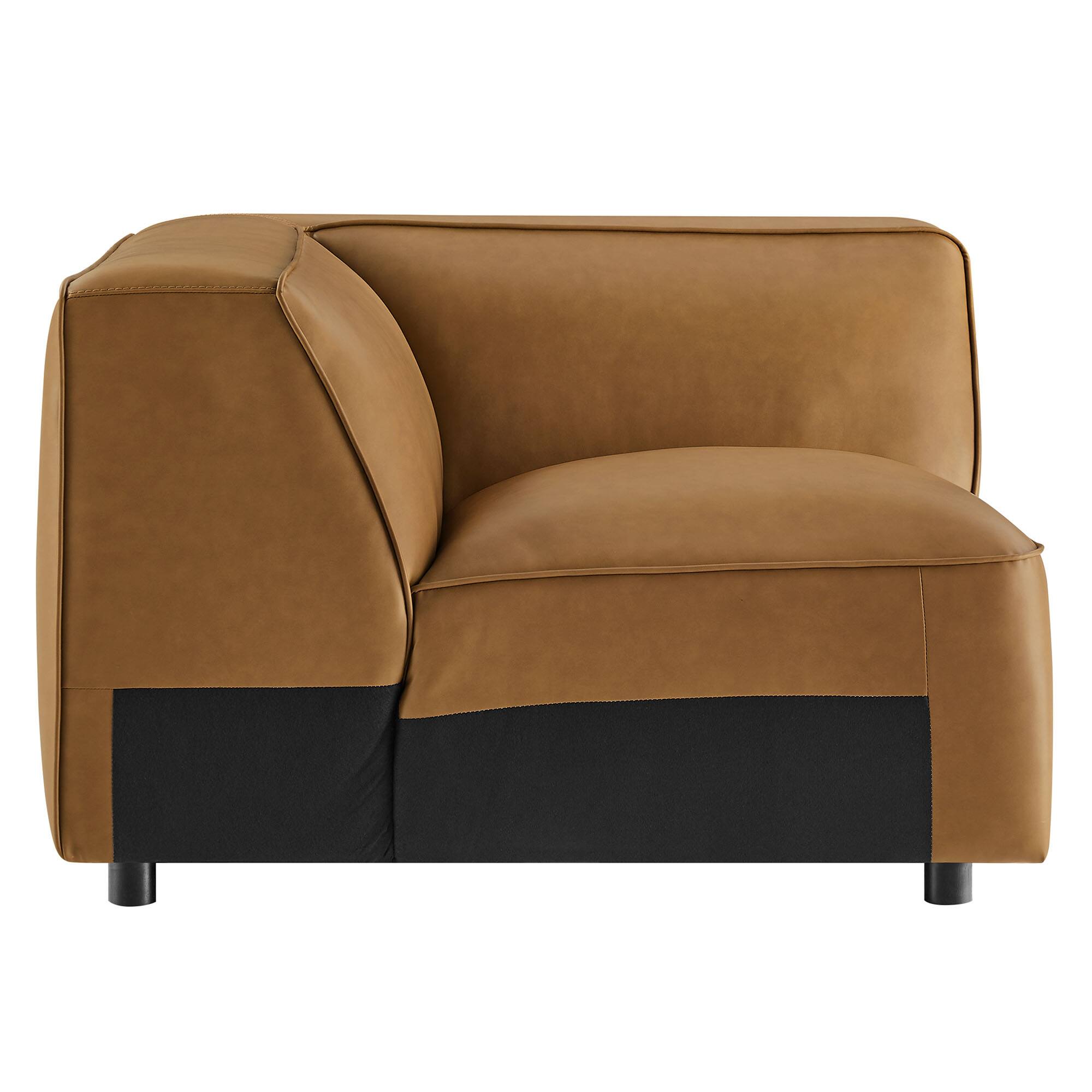 Back. Modway - Auren Upholstered Vegan Leather Modular Corner Chair by Modway - Camel.