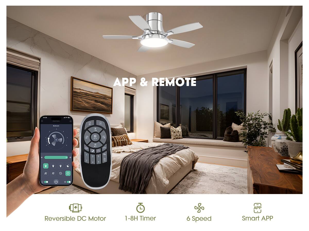 APP & REMOTE

Reversible DC Motor

1-8H Timer

6 Speed

Smart APP