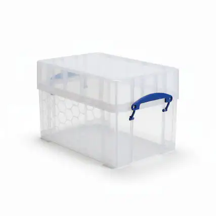 Front. Really Useful Box - Really Useful Box 9 Liters Transparent Storage Container with Snap Lid, 4 Pack - Clear.