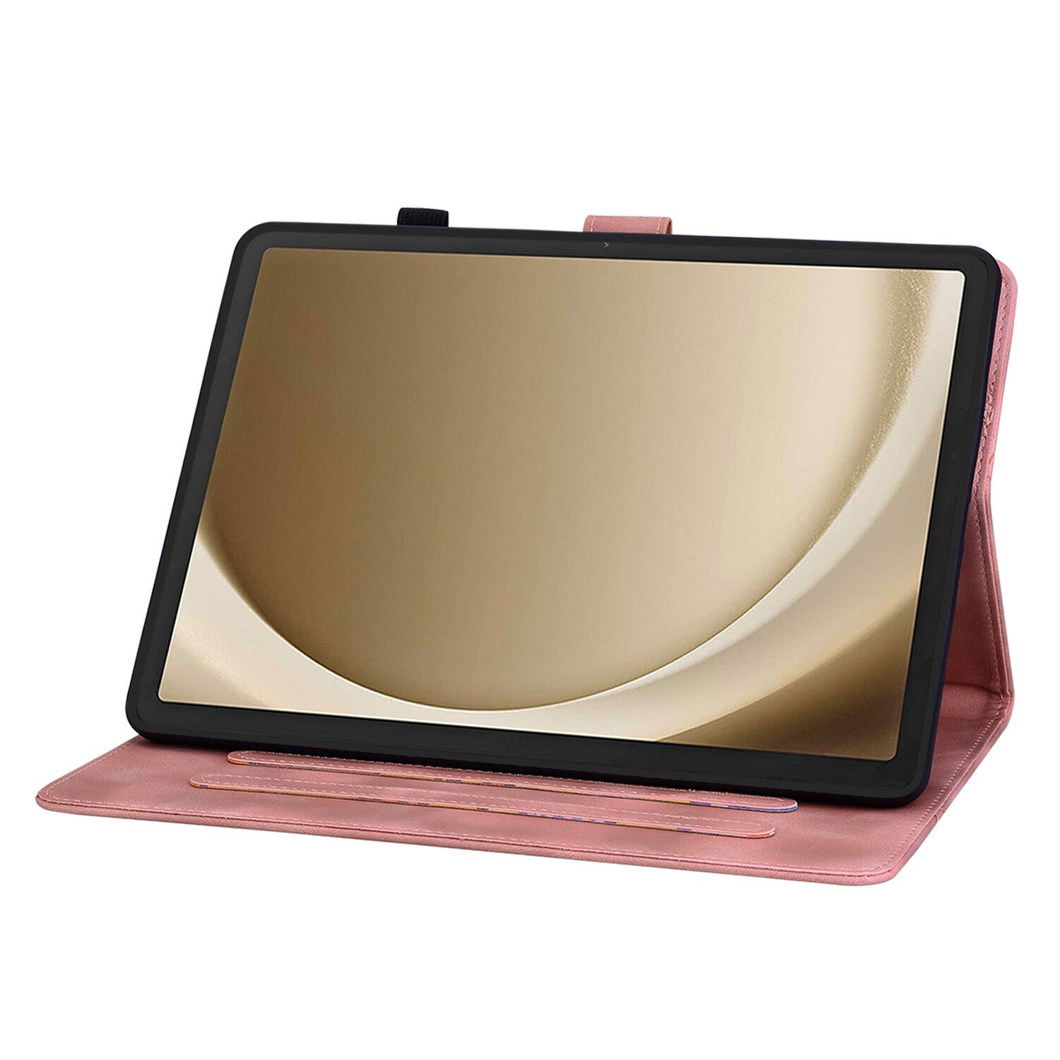 Alt View 2. Dteck - Case for Samsung Galaxy Tab A9 8.7" 2023 (SM-X110) with Card Holder Kickstand,Embossed Pattern PU Leather Flip Cover - Pink.