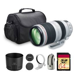 Canon - EF 100-400mm f/4.5-5.6L IS II USM Lens (9524B002) 64GB Card Travel Bundle - White