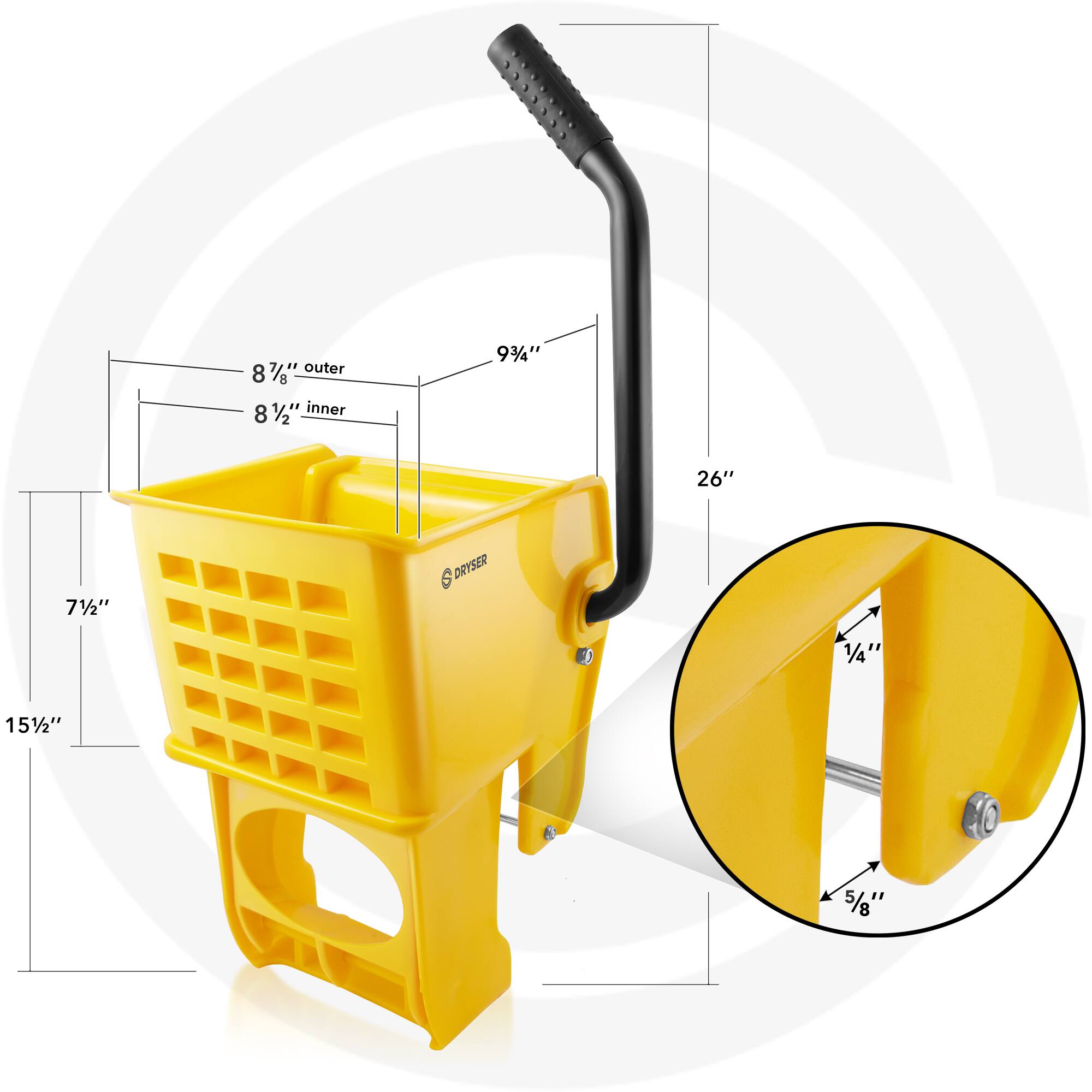 8 7/8" outer  
8 1/2" inner  
9 3/4"  
26"  
7 1/2"  
15 1/2"  
1/4"  
5/8"