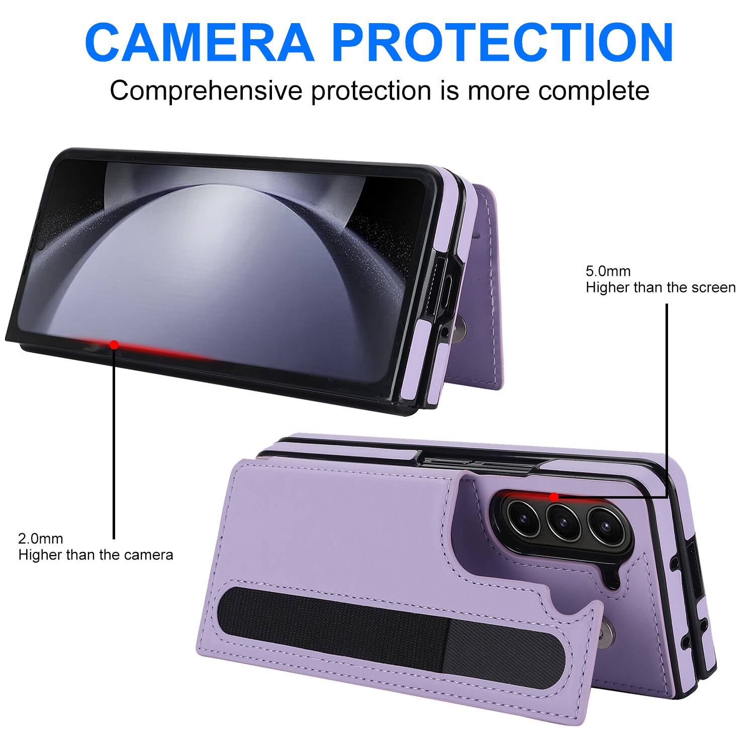 CAMERA PROTECTION  
Comprehensive protection is more complete  

5.0mm  
Higher than the screen  

2.0mm  
Higher than the camera