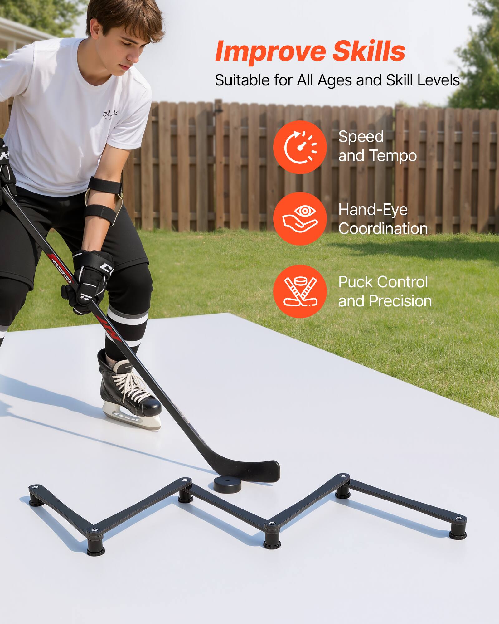 Improve Skills  
Suitable for All Ages and Skill Levels  

- Speed and Tempo  
- Hand-Eye Coordination  
- Puck Control and Precision