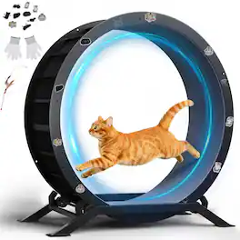 CloudRest Pro - Cat Wheels 40" Diameter Large Cat Exercise Wheel for Indoor Cats Cat Treadmill Ultra-Quiet Scroll Wheel - Gray