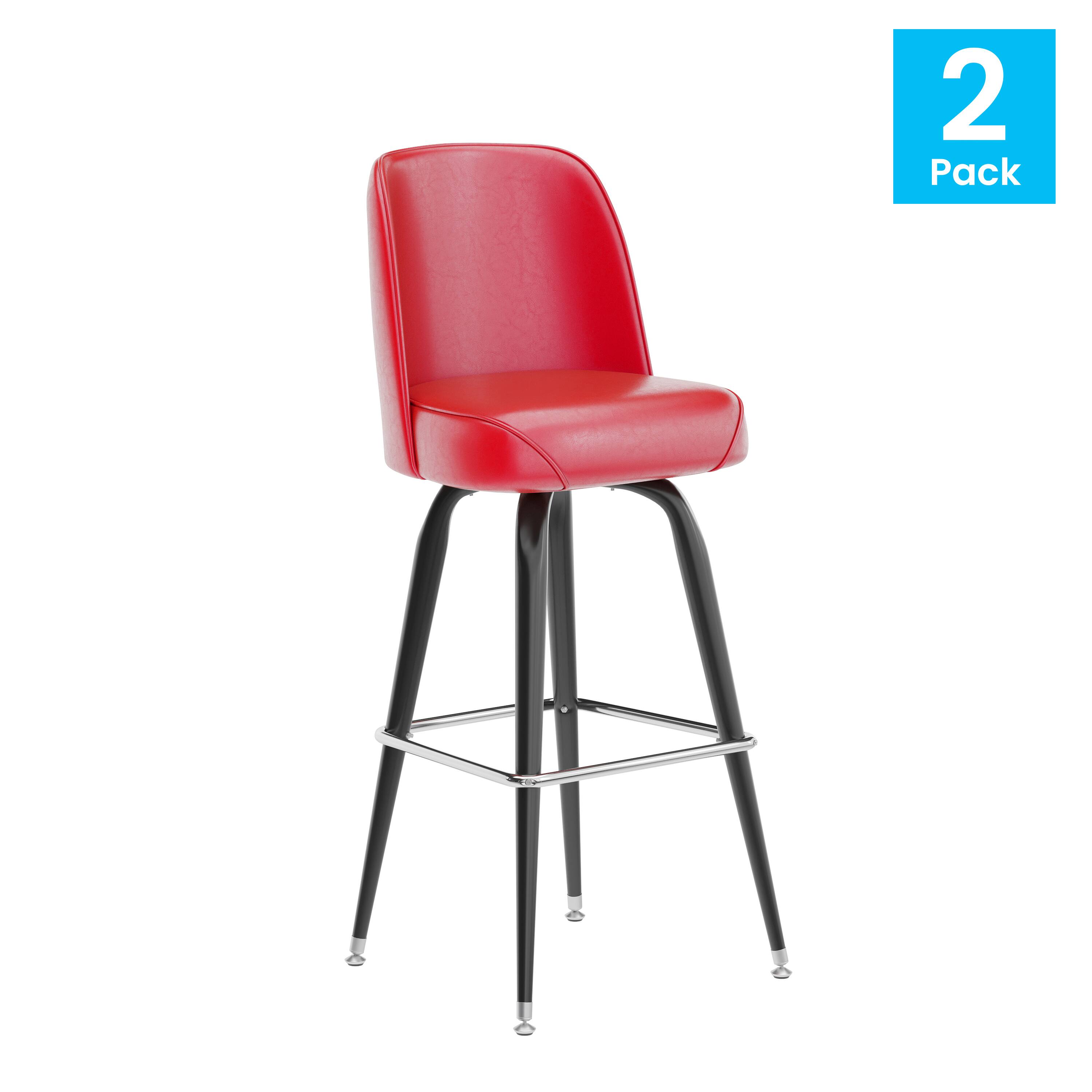 Alt View 1. Emma + Oliver - 2 Pack Metal Barstool with Swivel Bucket Seat - Red.