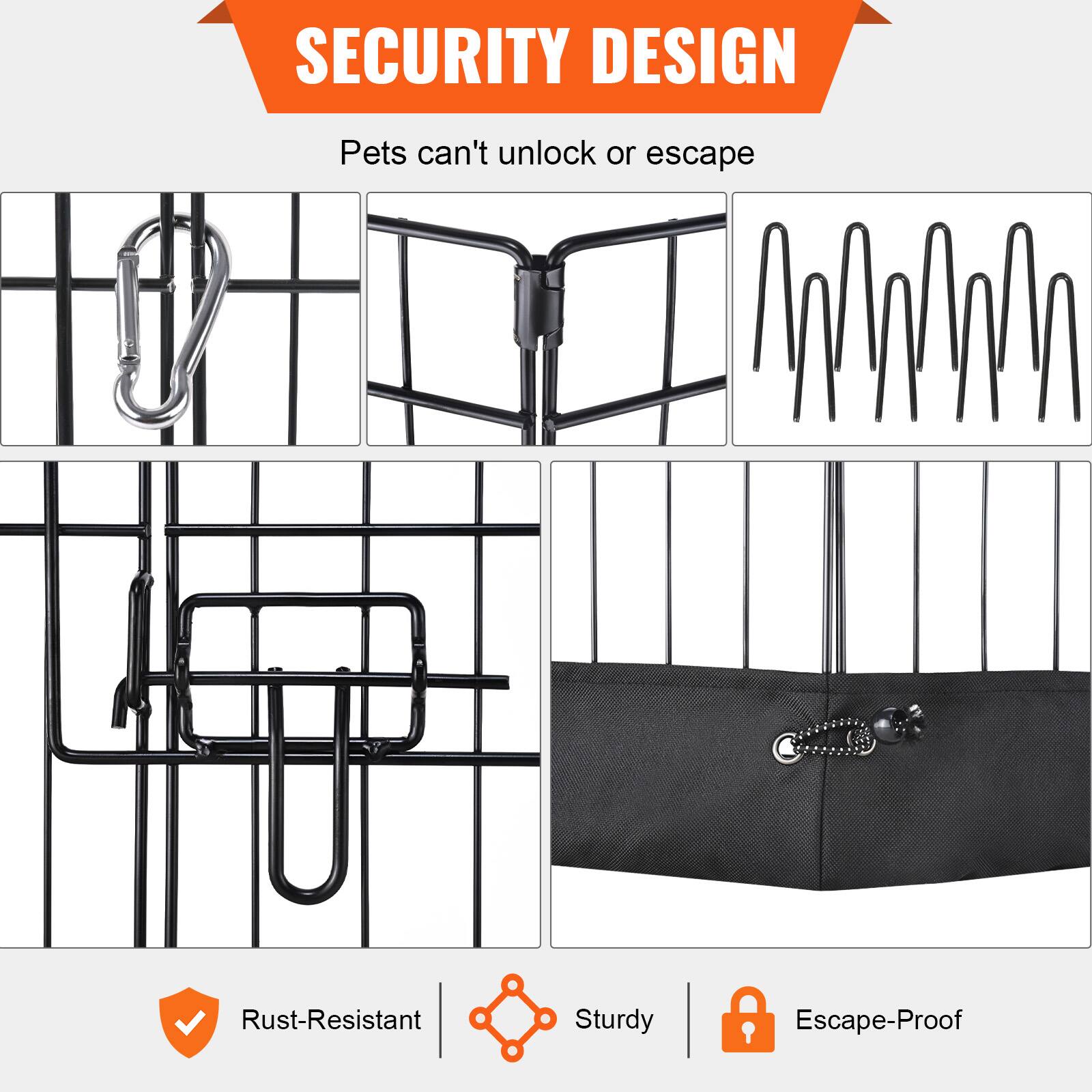 SECURITY DESIGN

Pets can't unlock or escape

Rust-Resistant
Sturdy
Escape-Proof