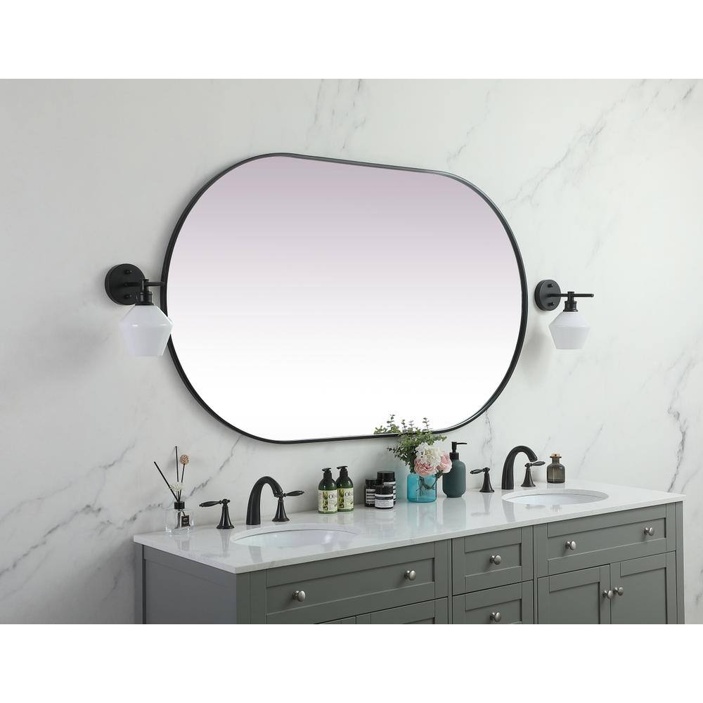 Alt View 6. Elegant Decor - Metal Frame Oval Mirror 36x60 Inch in Black - Black.