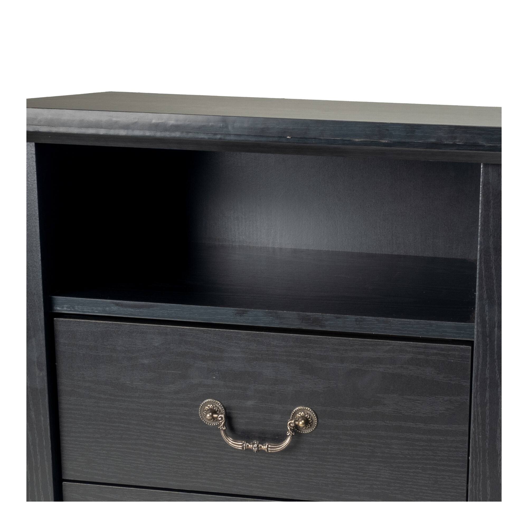 Alt View 3. Boyel Living - 2-Drawer Nightstand with Open Storage Shelf - Black.