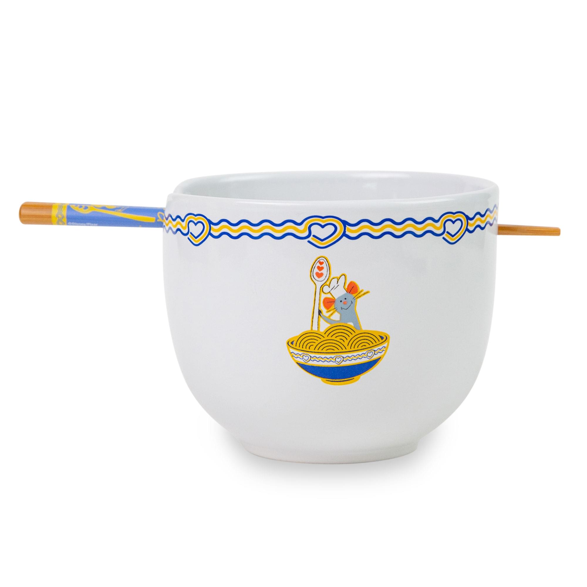 Silver Buffalo - Disney Pixar Ratatouille 20-Ounce Ceramic Ramen Bowl and Chopstick Set - Blue