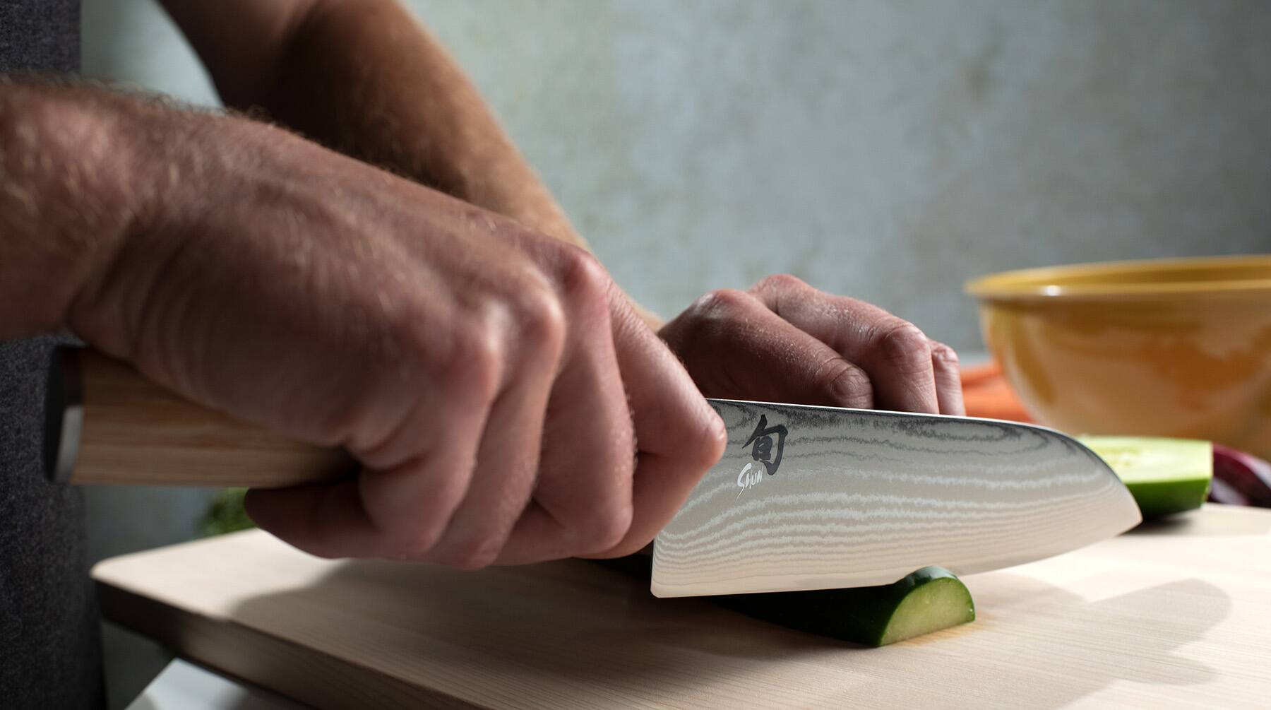 Alt View 5. Shun - Classic Blonde Santoku Knife, 7 Inch - Tan.