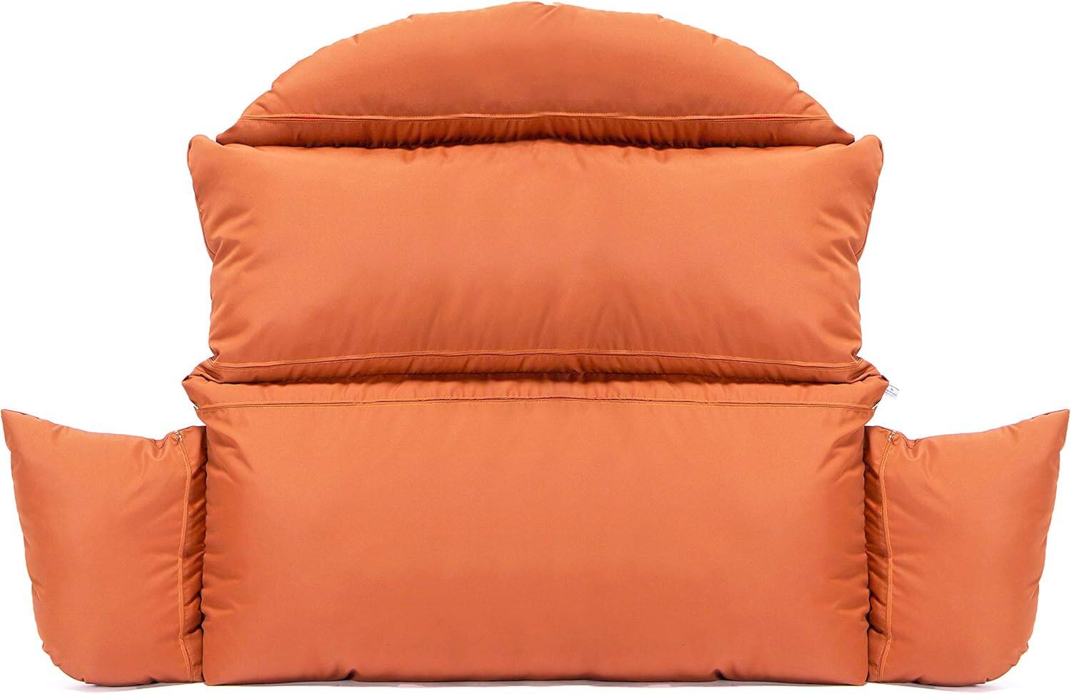 Left. LeisureMod - LeisureMod 2-Person Swing Chair Cushion, Plush Oxford Fabric, Weather-Resistant Hanging Egg Chair Replacement - Orange.