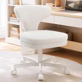 CloudRest Pro - Vanity Chair Adjustable Height Swivel Desk Chair with Back Support Armless Office Chair - White