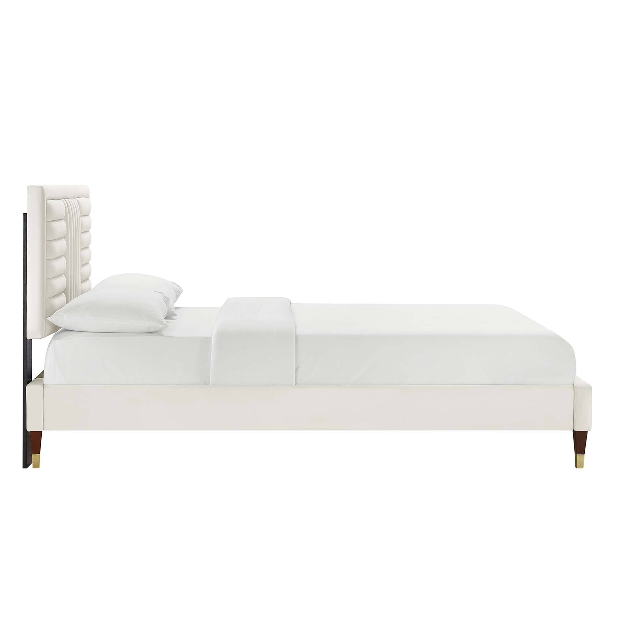 Back. Modway - Sofia Channel Tufted Performance Velvet Full Platform Bed - Blue.