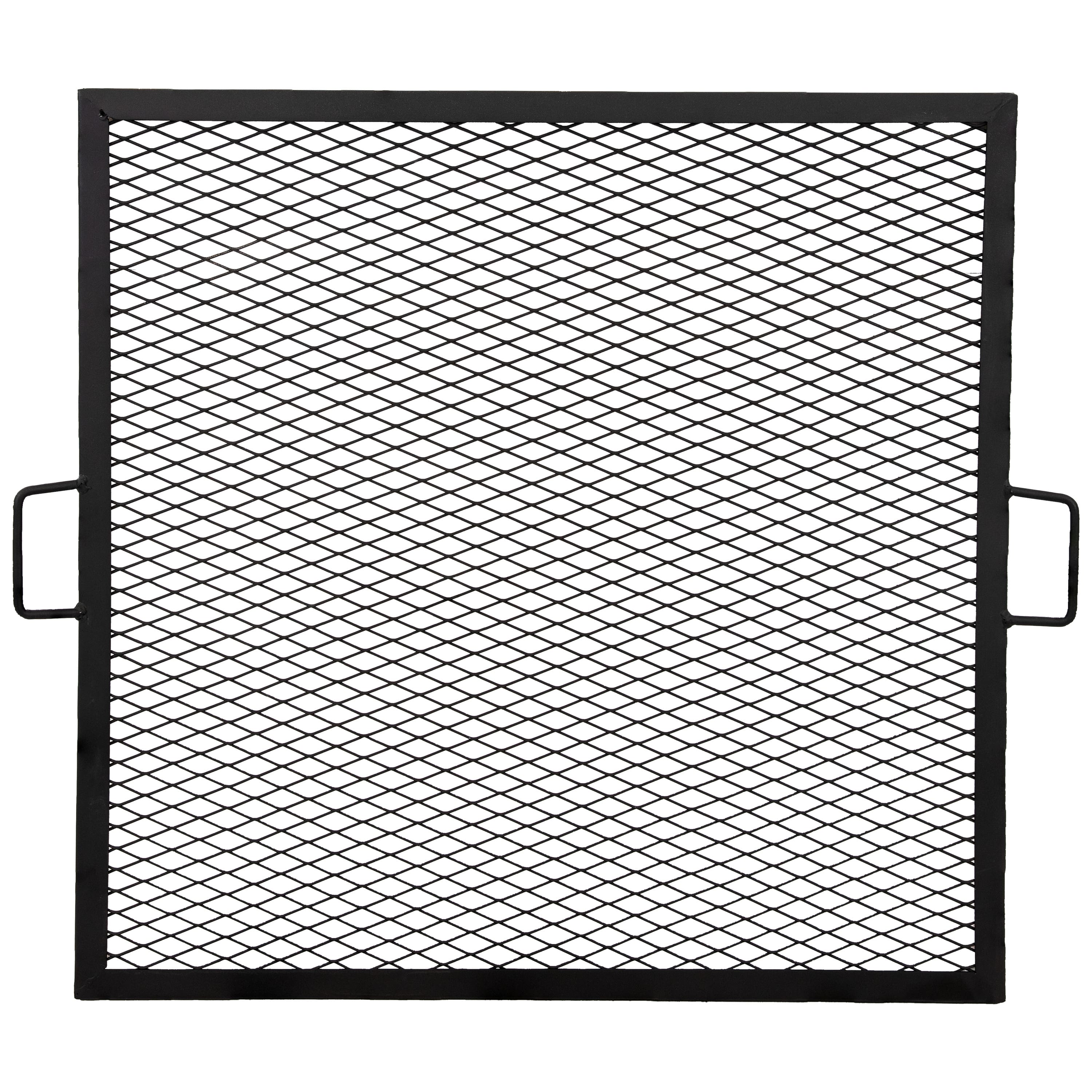 Sunnydaze - 30 in Square Steel X-Marks Fire Pit Cooking Grill with Handles - Black