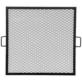 Sunnydaze - 30 in Square Steel X-Marks Fire Pit Cooking Grill with Handles - Black