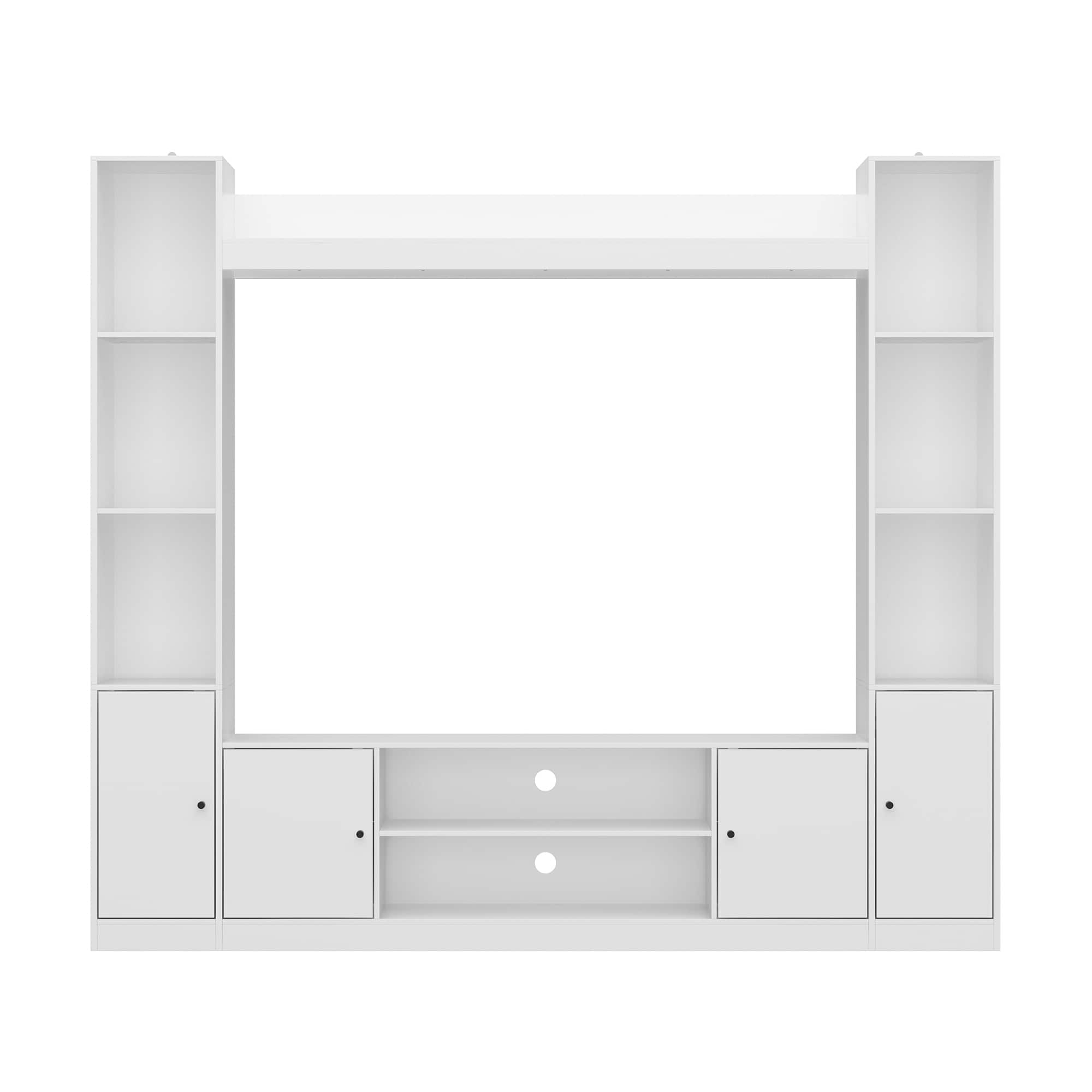 Famapy Enclosed Entertainment Center, Cable Managed TV Stand