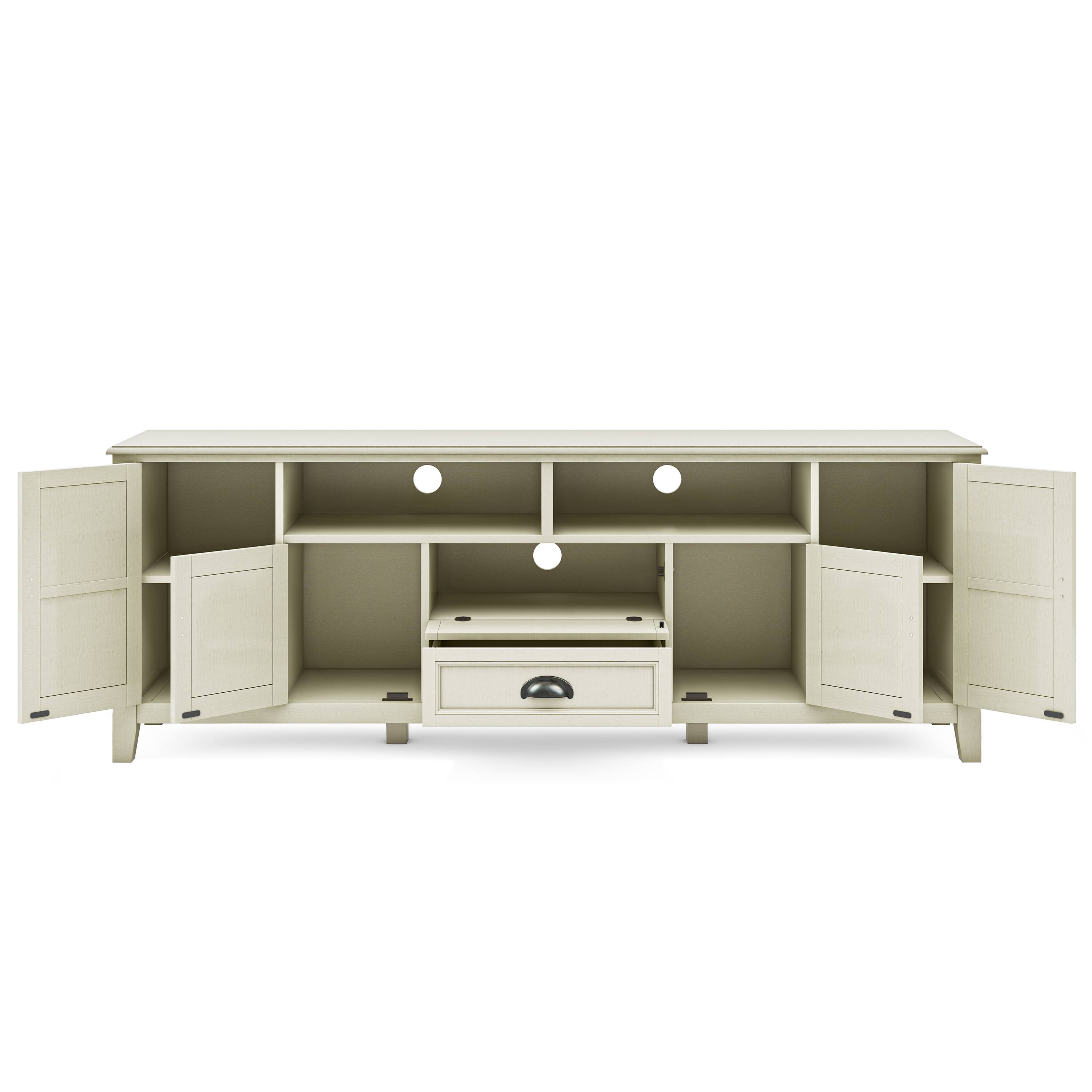 Alt View 1. Simpli Home - Burlington SOLID WOOD 72 inch TV Media Stand in Antique White For TVs up to 80 inches - Antique White.