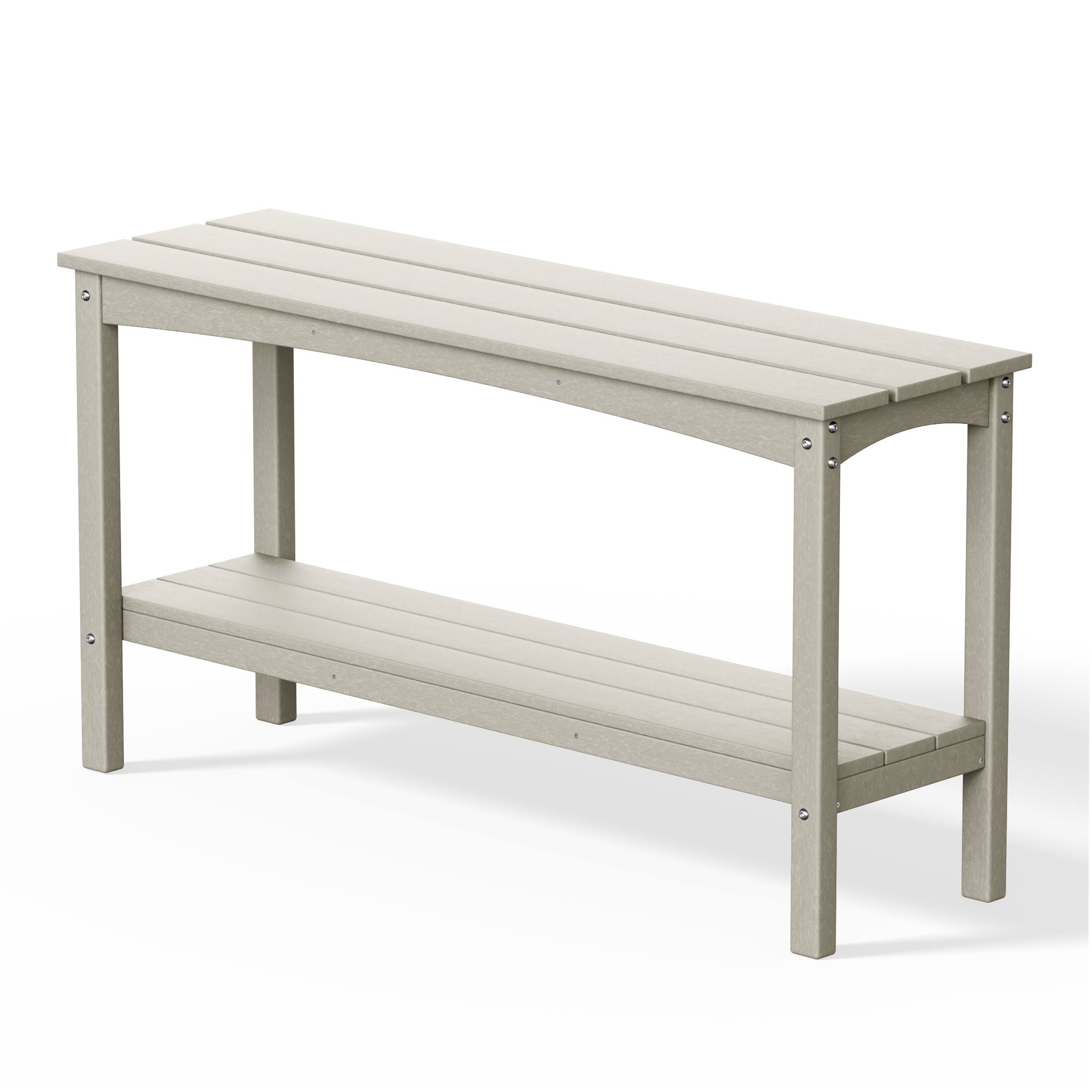 Alt View 1. WestinTrends - WestinTrends Malibu 55" Outdoor Patio HDPE Adirondack 2-Tier Shelf Console Table - Sand.