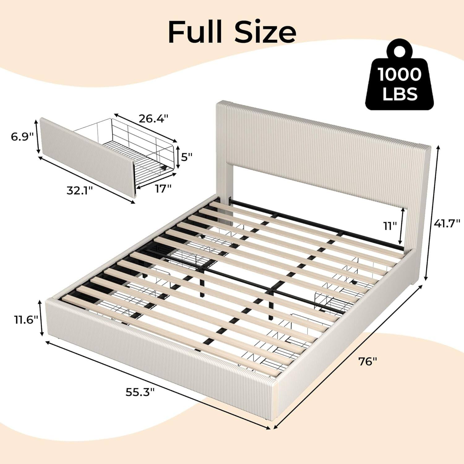 Full Size  
1000 LBS  
6.9"  
26.4"  
15"  
5"  
32.1"  
17"  
11"  
41.7"  
11.6"  
76"  
55.3"