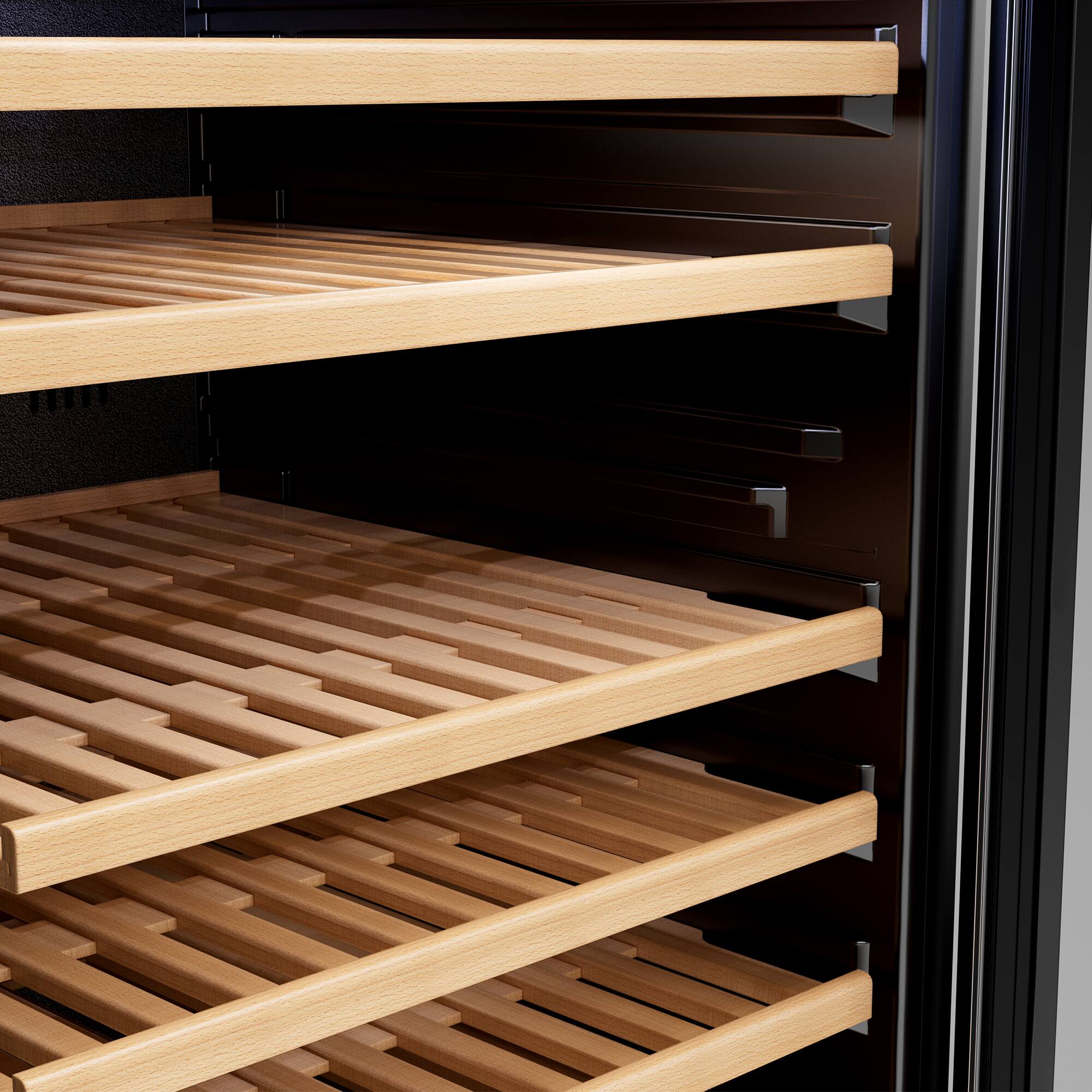 Alt View 1. Empava - 23.43 In. 177-bottle Freestanding Wine Cooler With Compressor Cooling, 14 Beech Shelves, 41-64°F In Black - Black.