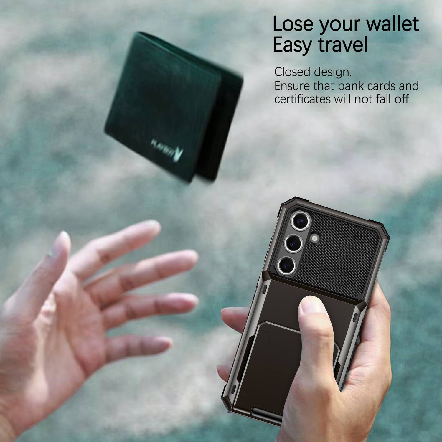 Lose your wallet  
Easy travel  

Closed design,  
Ensure that bank cards and certificates will not fall off