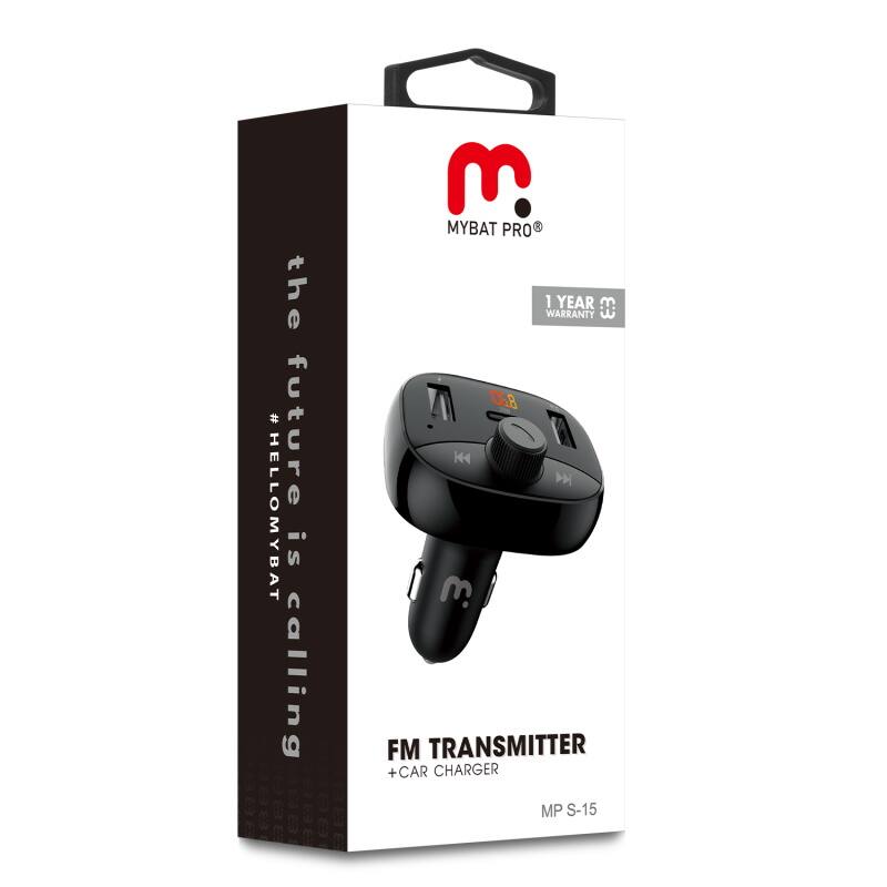 the # future HELLOMYBAT is calling m MYBAT PRO 1 YEAR WARRANTY FM TRANSMITTER +CAR CHARGER MP S-15
