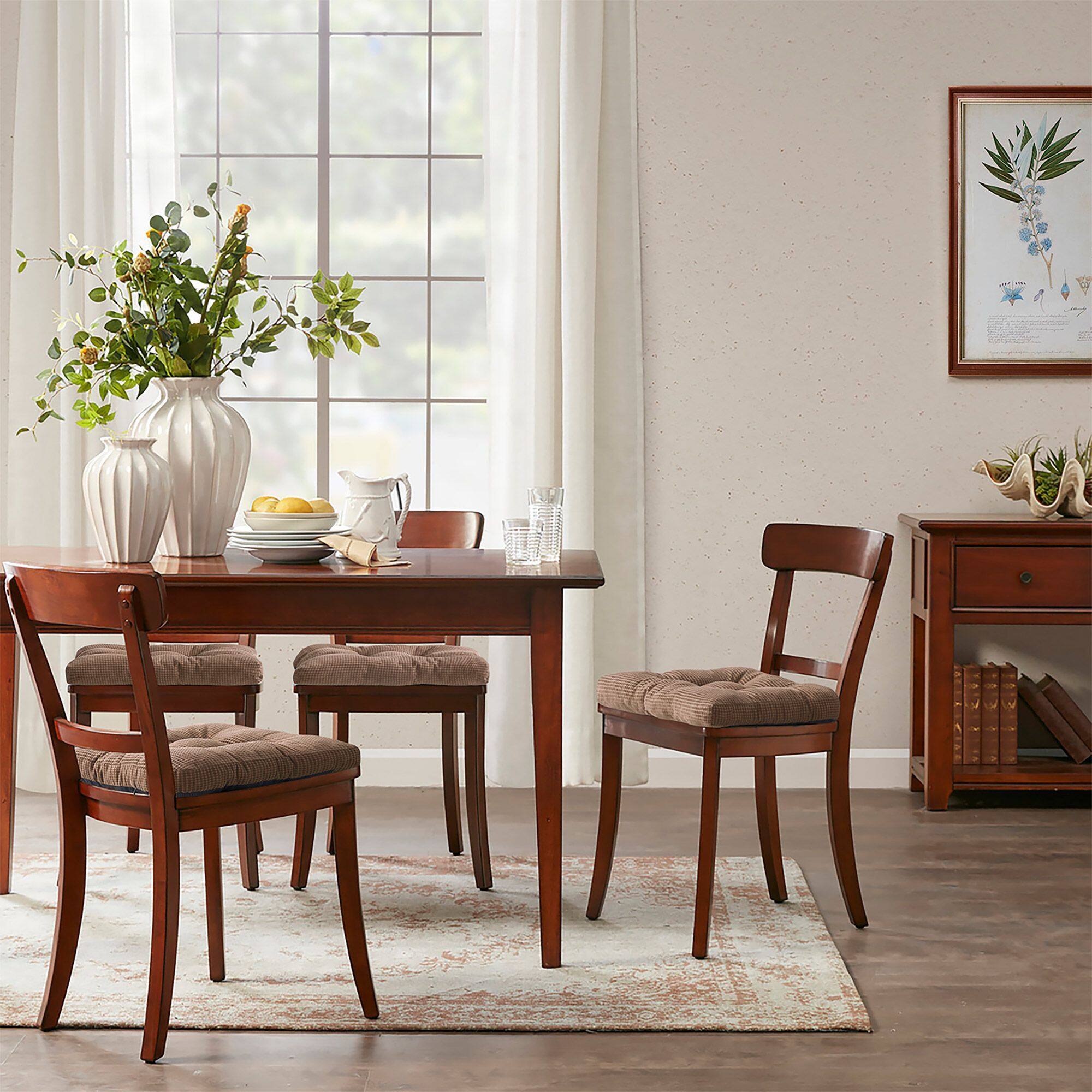 Left. Sweet Home Collection - Crushed Memory Foam Tufted Chair Cushion Non Slip Microdot Rubber Back, 12-Pack - Taupe.