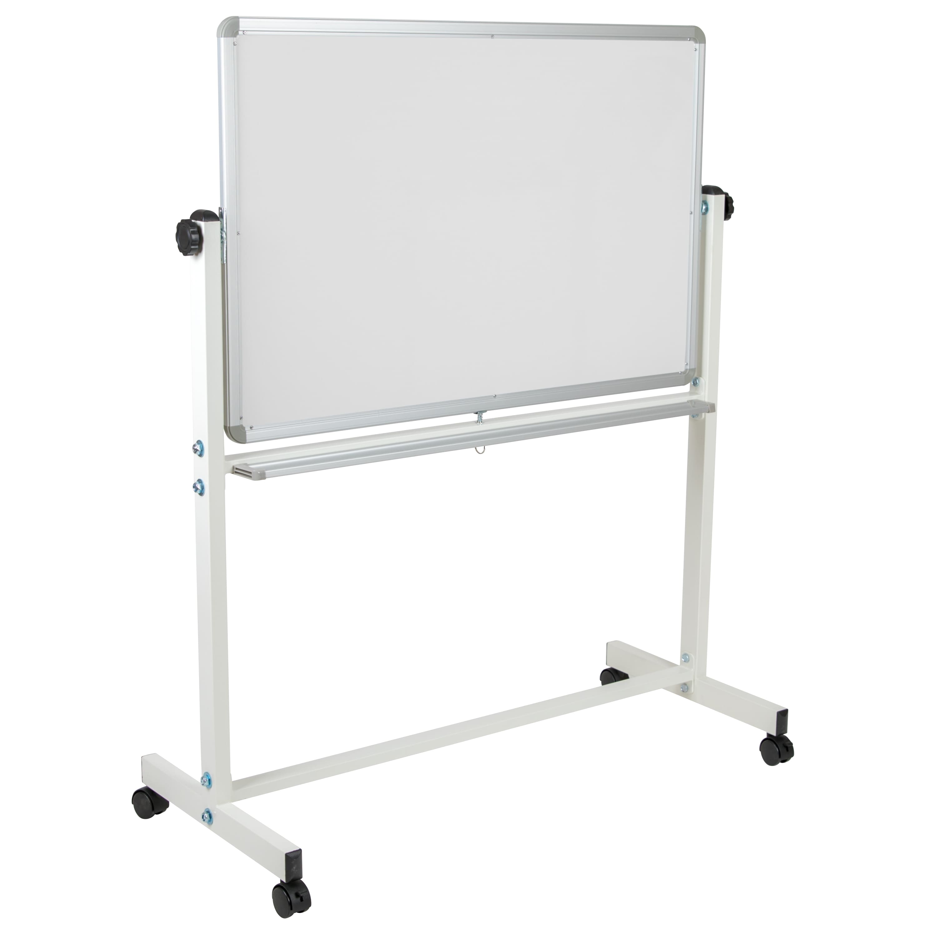 Emma + Oliver - Double-Sided Mobile Board Stand with Pen Tray - White