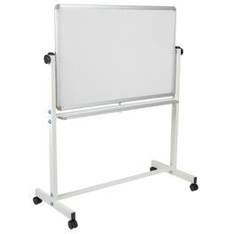 Emma + Oliver - Double-Sided Mobile Board Stand with Pen Tray - White