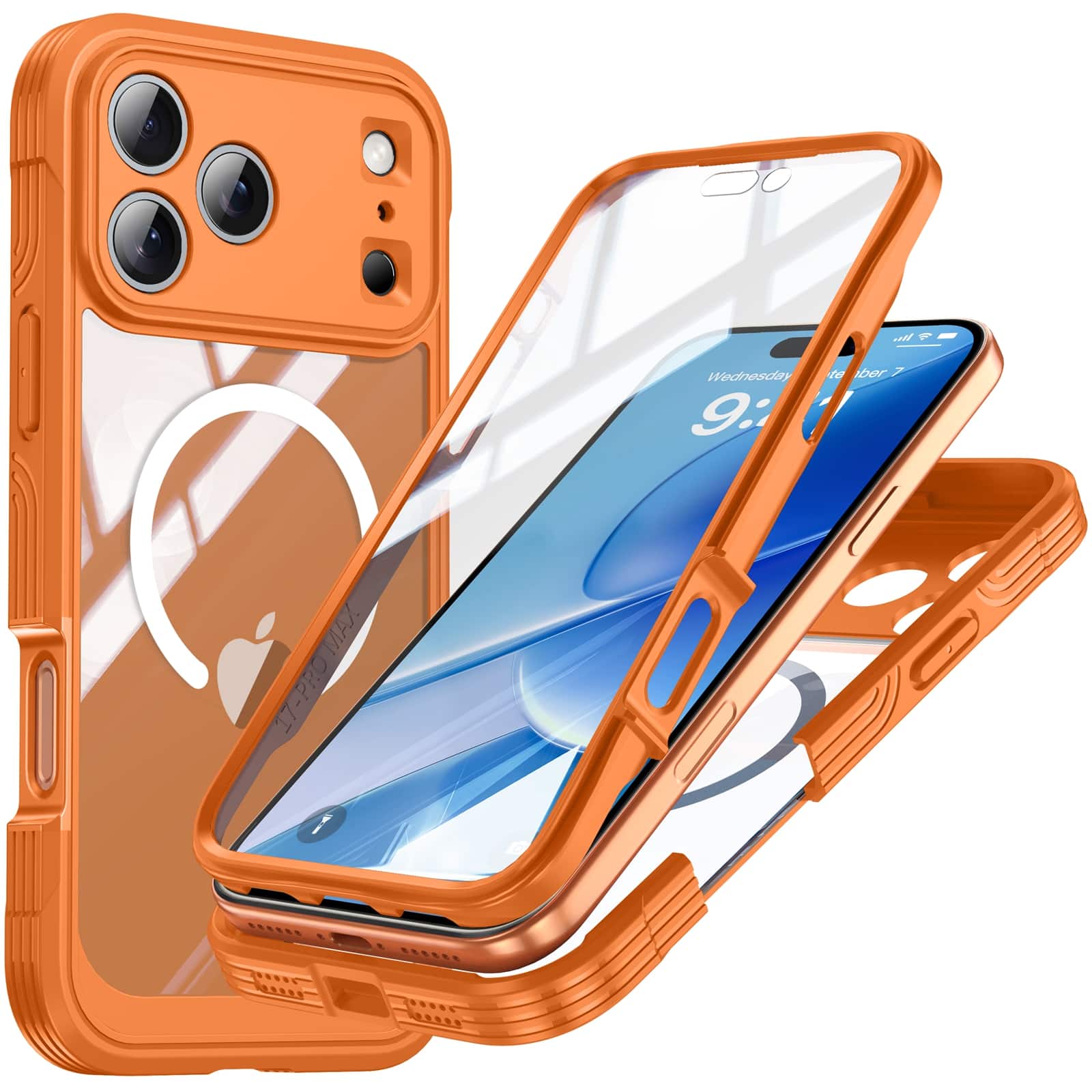 UUCOVER - Full Body Case for iPhone 17 Pro Max,Shockproof TPU+PC Built-in with Screen Protector Compatible with MagSafe Cover - Orange price history on PriceWatchPro