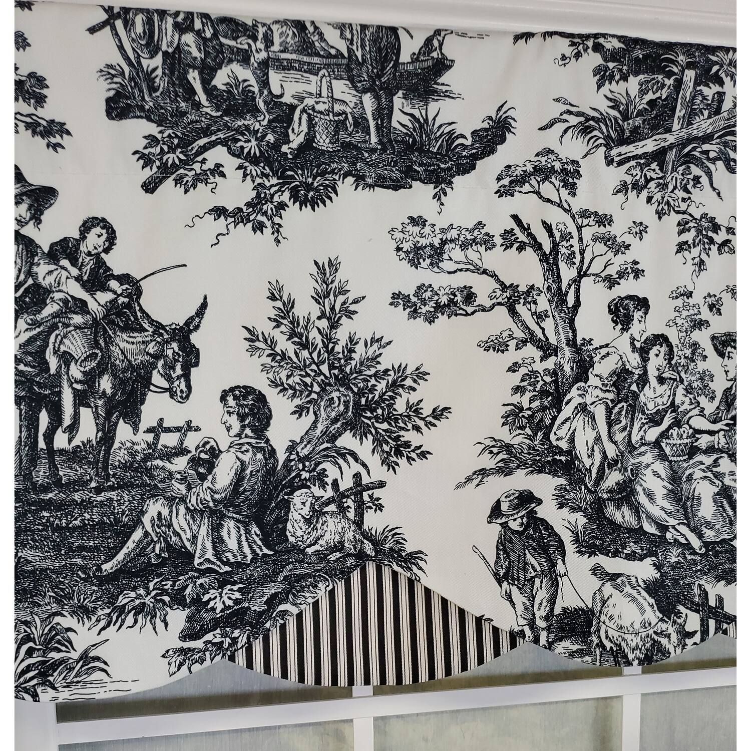 Left. RLF Home - RLF Home 3" Rod Pocket High Quality Fabric Glory Days Petticoat Valance for Windows 50" x 15" Black - Black.