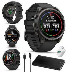 Garmin - Fenix 9 47mm Carbon Gray DLC Titanium GPS Smartwatch Bundle - Carbon Gray - (2024)