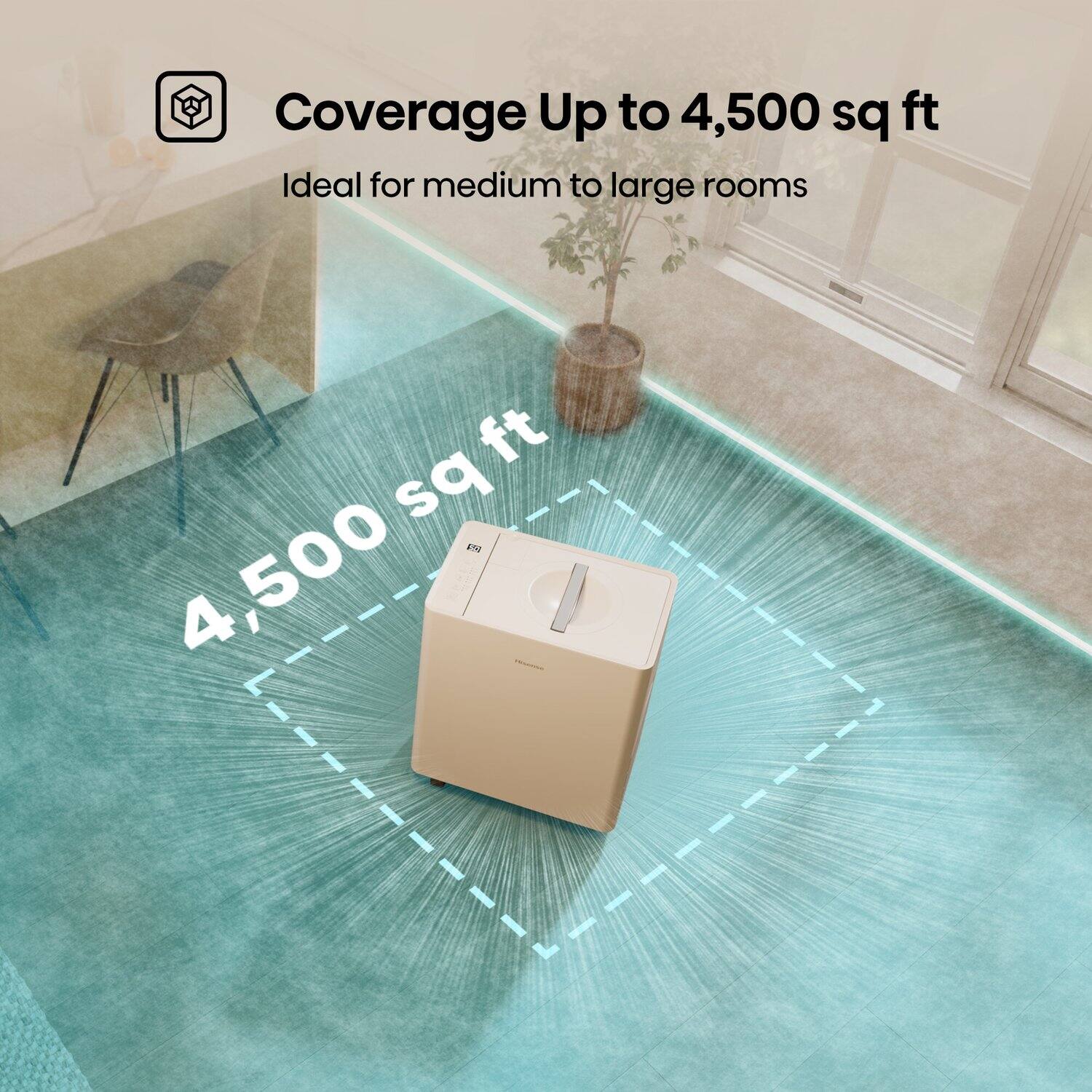 Coverage Up to 4,500 sq ft  
Ideal for medium to large rooms