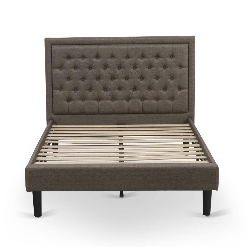 Alt View 3. East West Furniture - KD18F-1VL06 2 Piece Wooden Bedroom Set - Wood Bed Frame Brown Headboard with 1 Nightstand - Black Finish Legs - Brown.