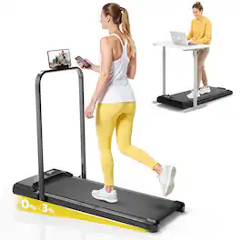 Redliro - 2 in 1 Walking Pad Treadmill with Incline, Under Desk Treadmill with LED Display & APP for Home Office - Black