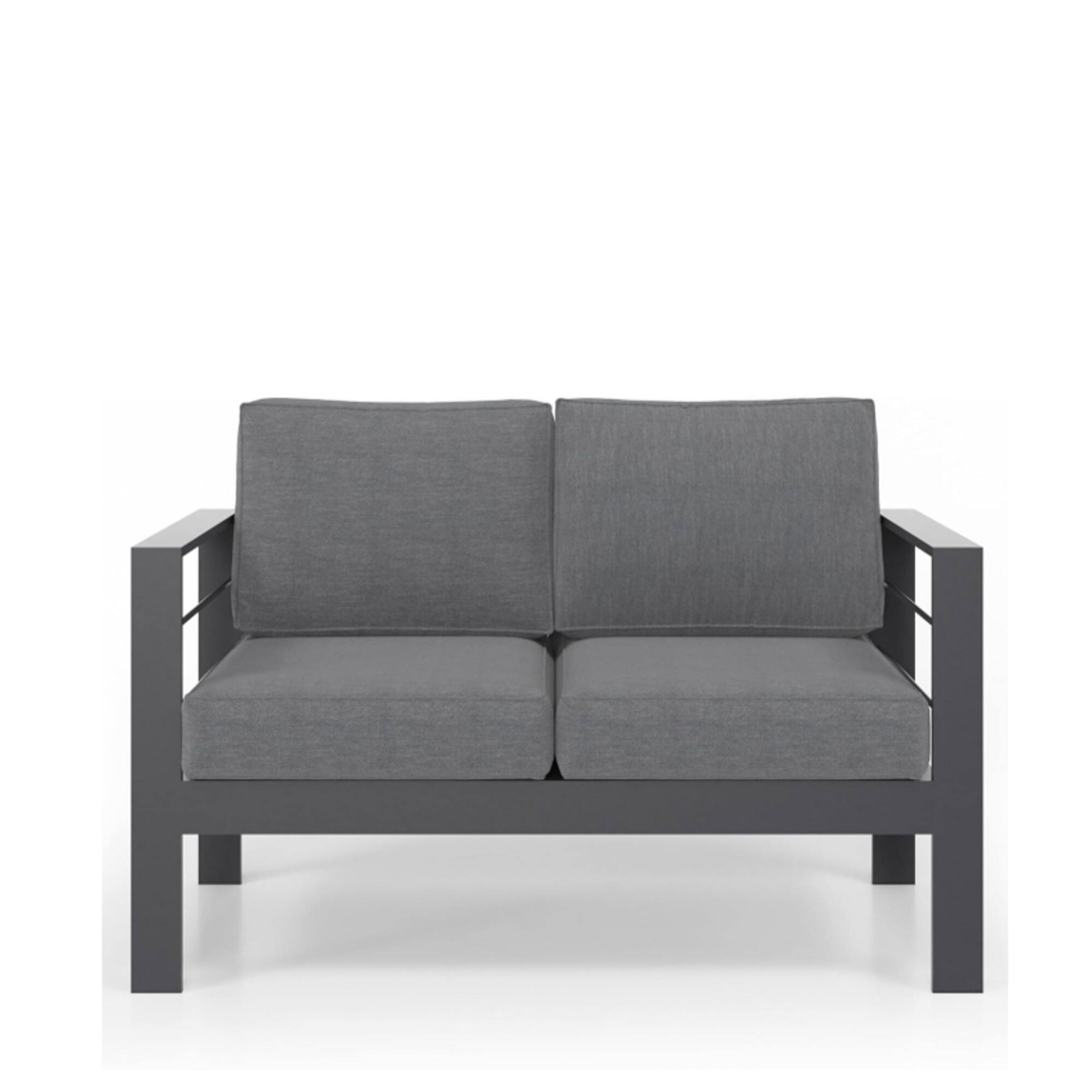 Alt View 1. Mondawe - 50" All-Weather Aluminum Patio Loveseat with Cushions - Gray.