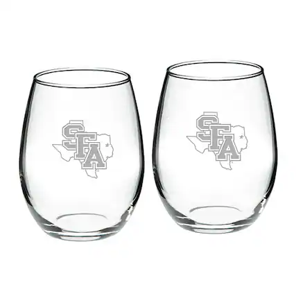 Front. Jardine - Stephen F Austin Lumberjacks 21oz. Two-Piece Stemless Wine Glass Set - Multicolor.