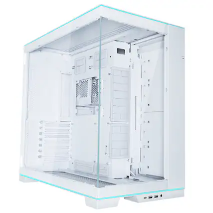 Front. Lian Li - O11DERGBW O11 EVO RGB White Aluminum / Steel / Tempered Glass ATX Mid Tower Computer Case - white.