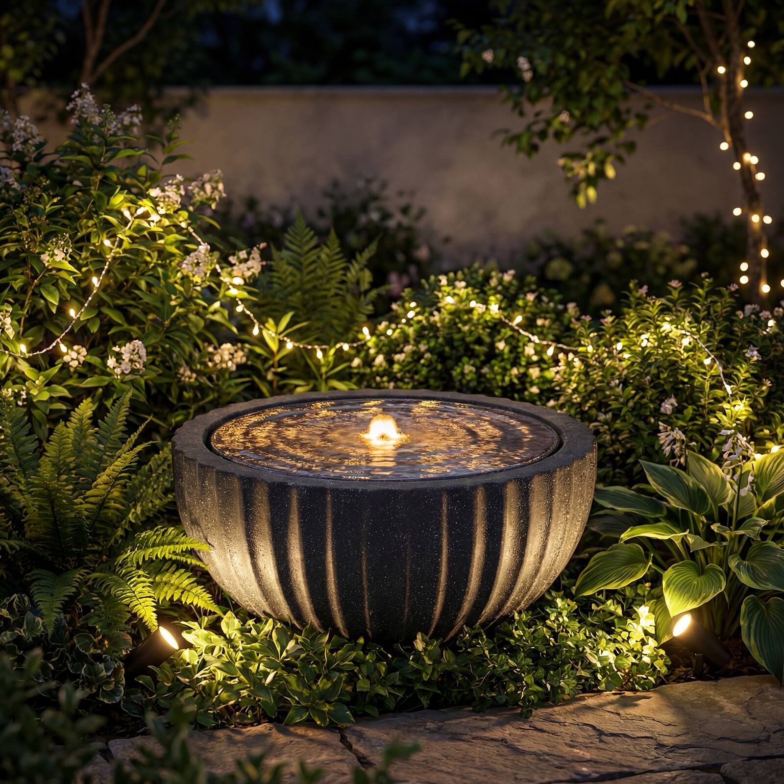 Alt View 4. Costway - Costway 18" Outdoor Round Sphere Water Fountain with LED Lights & Pump for Garden Patio - Gray.