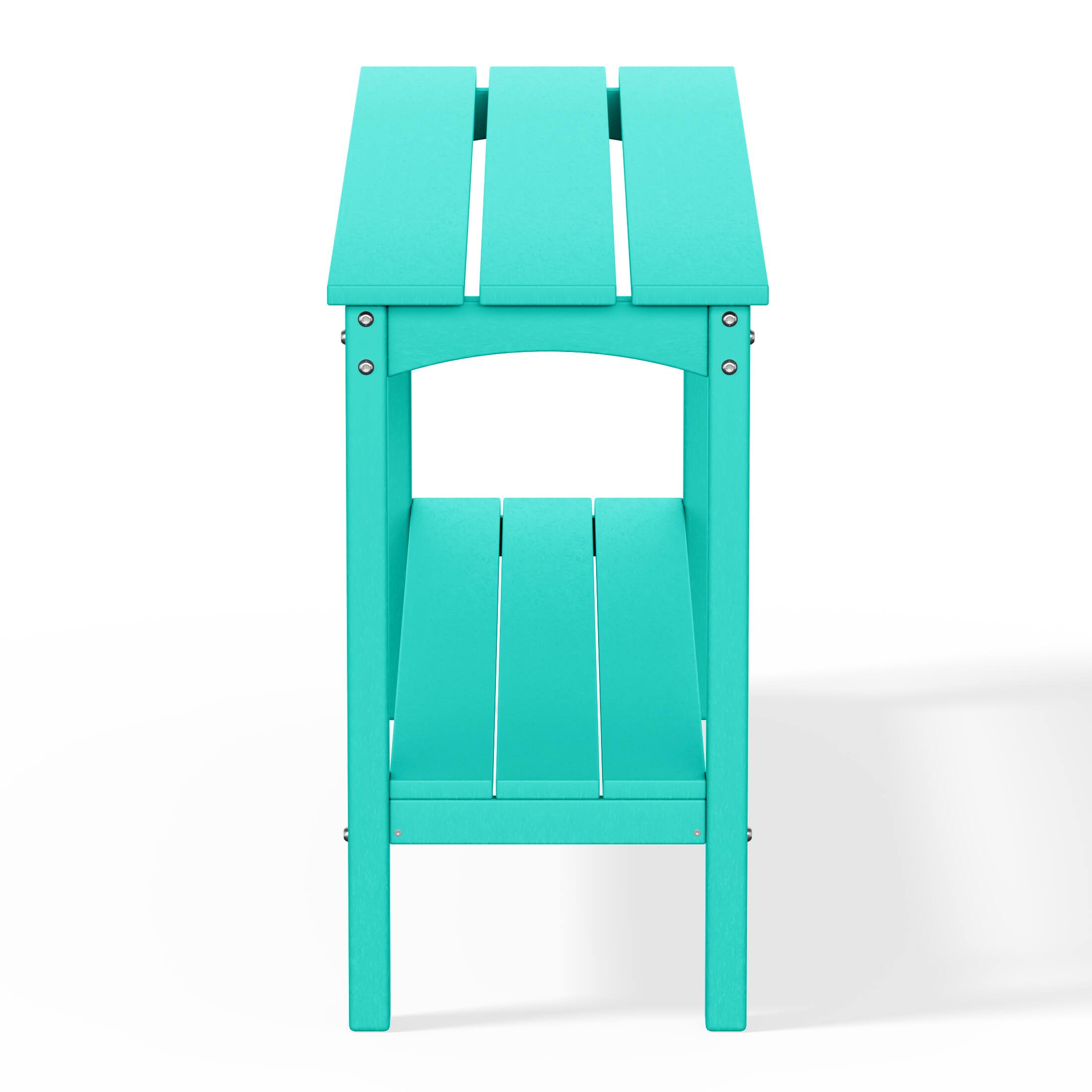 Back. WestinTrends - WestinTrends Malibu 55" Outdoor Patio HDPE Adirondack 2-Tier Shelf Console Table - Turquoise.