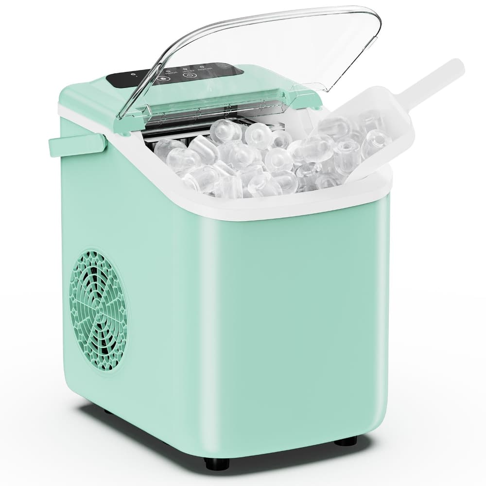 Front. Loheer - Loheer Portable Desktop Ice Maker with Movable Handle Fast Countertop Ice Machine Self Cleaning - Black.