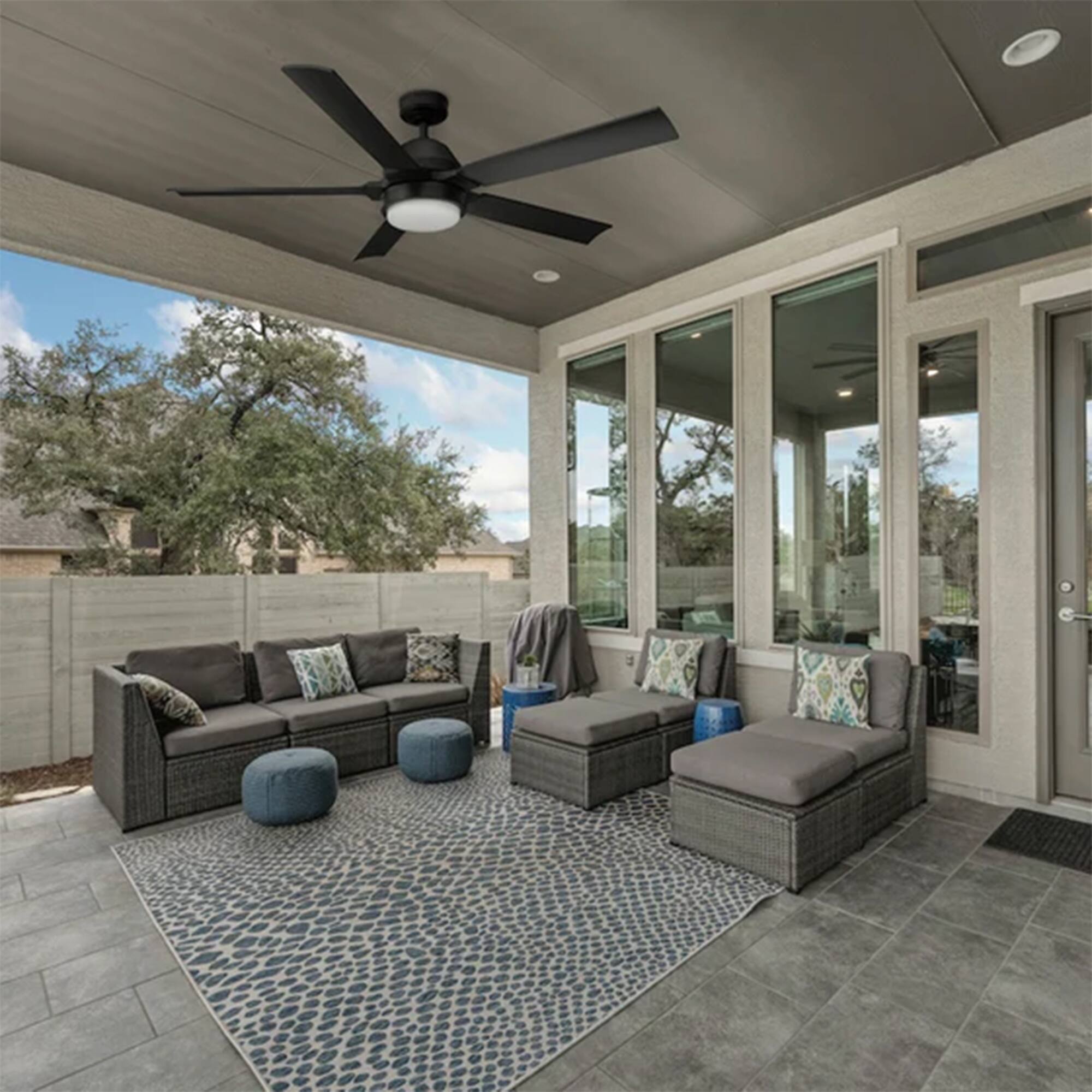 Alt View 8. MULE - Mule 54 Inch Outdoor Ceiling Fan with Light, Remote Control and 5 Blades, Black - Matte Black.